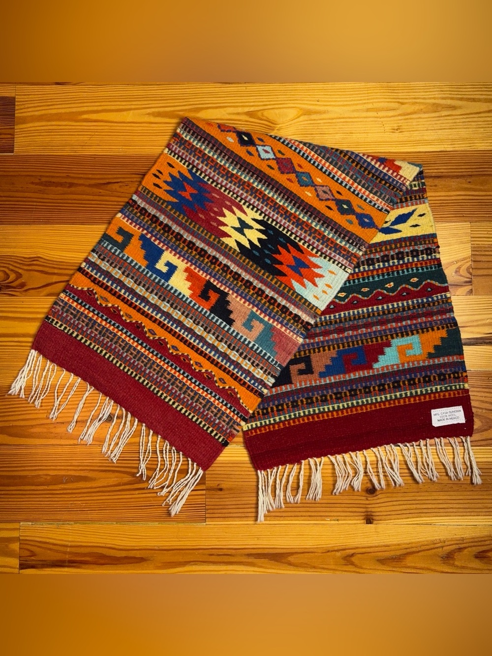 Handwoven Southwestern Wool Runner Zapotec Colorful